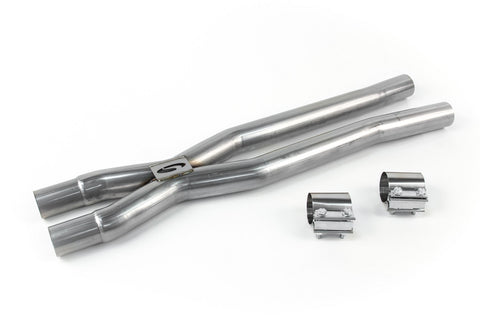 Steeda S550/S650 Mustang GT 5.0L Coyote 304 Stainless Resonator Delete X-Pipe (2018-2024)