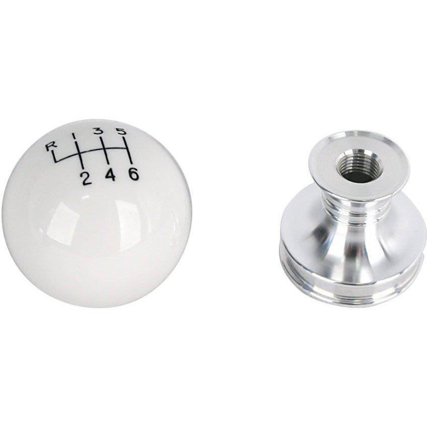 Cue Ball Shift Knob with Billet Collar (White)