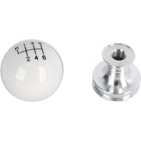 Cue Ball Shift Knob with Billet Collar (White)